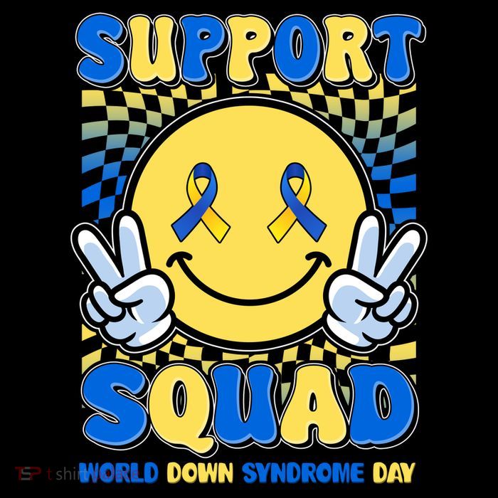 Support Squad World Down Syndrome Day Retro Smiley Emoji Mug