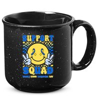 Support Squad World Down Syndrome Day Retro Smiley Emoji 15oz Campfire Ceramic Mug
