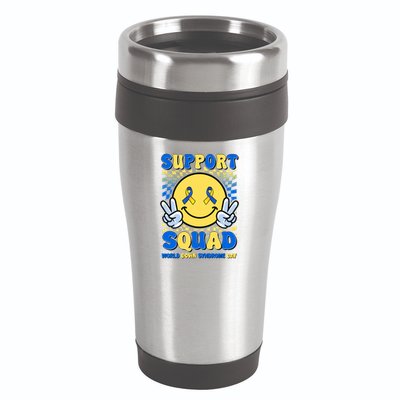 Support Squad World Down Syndrome Day Retro Smiley Emoji 16oz Travel Tumbler