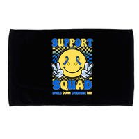 Support Squad World Down Syndrome Day Retro Smiley Emoji Microfiber Hand Towel