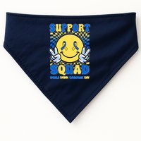 Support Squad World Down Syndrome Day Retro Smiley Emoji USA-Made Doggie Bandana