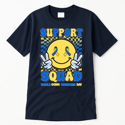 Support Squad World Down Syndrome Day Retro Smiley Emoji Tall T-Shirt