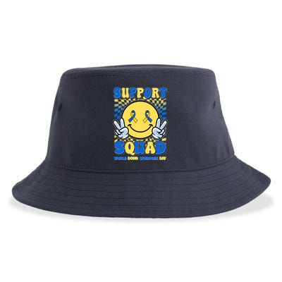 Support Squad World Down Syndrome Day Retro Smiley Emoji Sustainable Bucket Hat