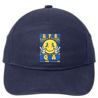 Support Squad World Down Syndrome Day Retro Smiley Emoji 7-Panel Snapback Hat