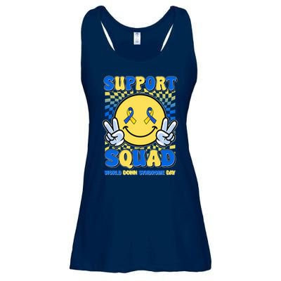 Support Squad World Down Syndrome Day Retro Smiley Emoji Ladies Essential Flowy Tank