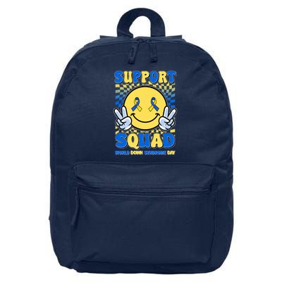 Support Squad World Down Syndrome Day Retro Smiley Emoji 16 in Basic Backpack