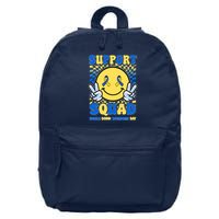 Support Squad World Down Syndrome Day Retro Smiley Emoji 16 in Basic Backpack