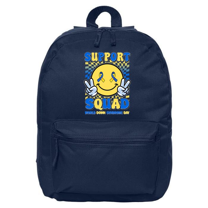Support Squad World Down Syndrome Day Retro Smiley Emoji 16 in Basic Backpack