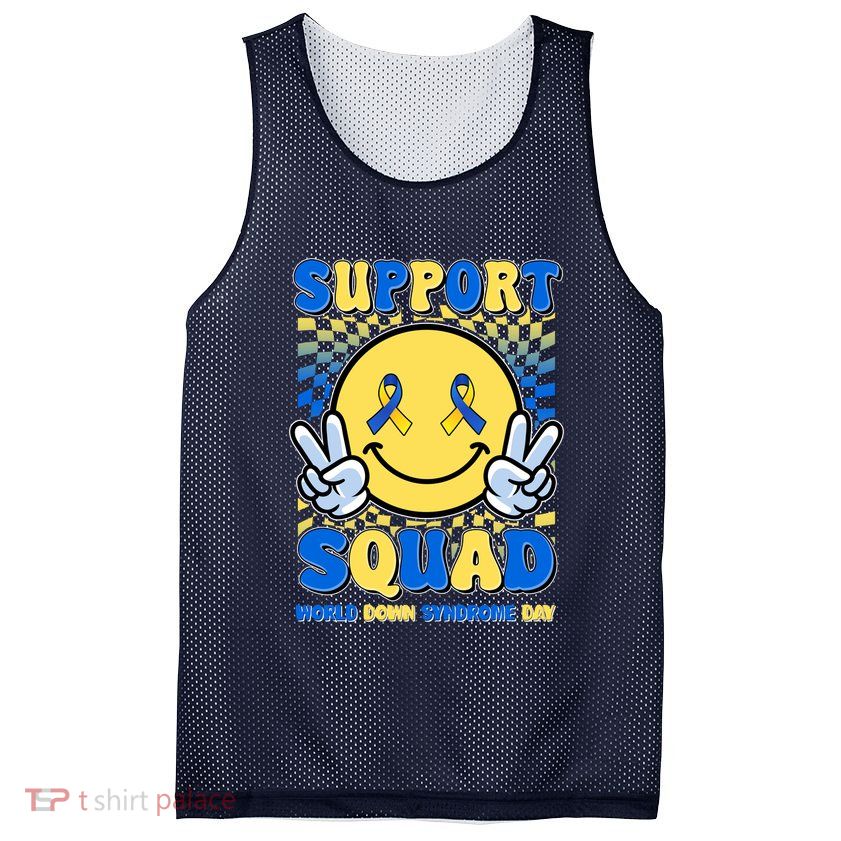 Support Squad World Down Syndrome Day Retro Smiley Emoji Mesh Reversible Basketball Jersey Tank