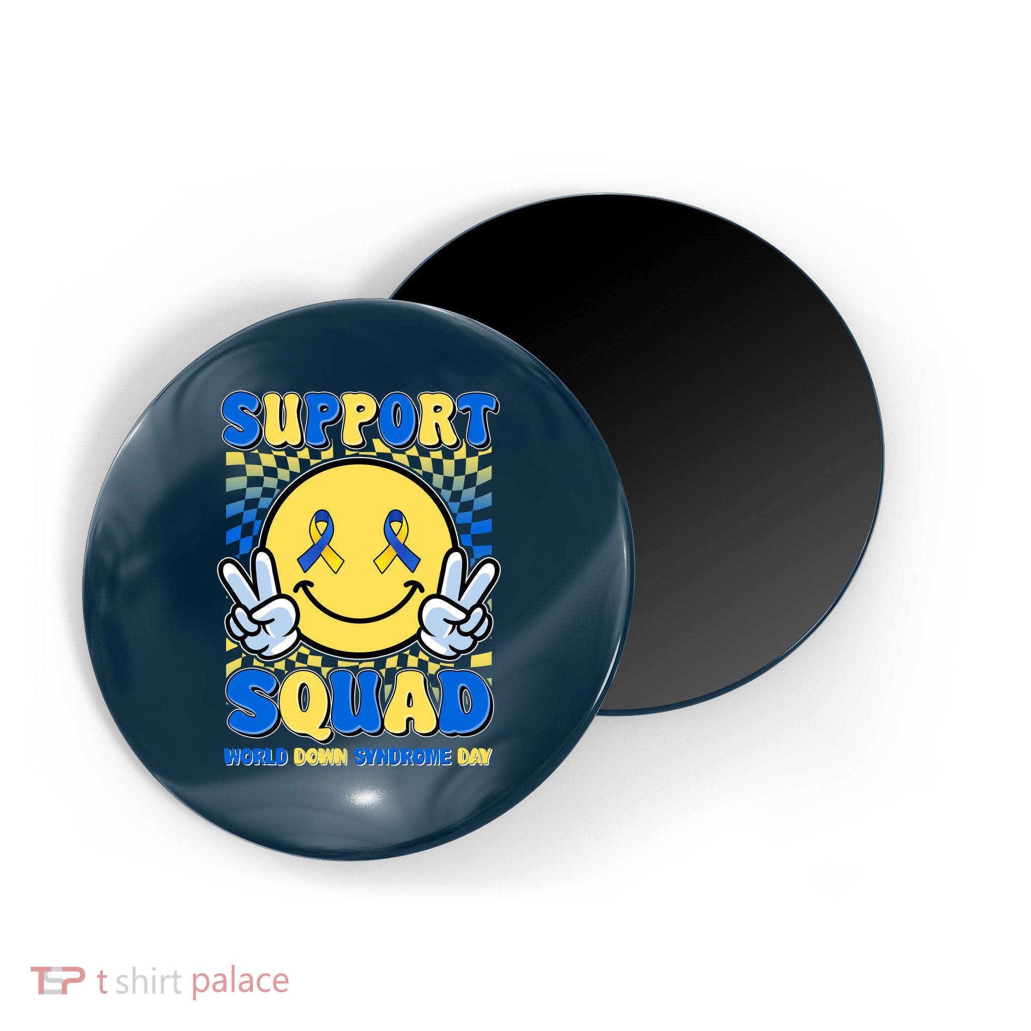 Support Squad World Down Syndrome Day Retro Smiley Emoji Magnet