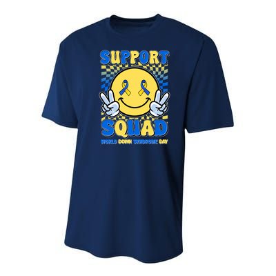 Support Squad World Down Syndrome Day Retro Smiley Emoji Youth Performance Sprint T-Shirt