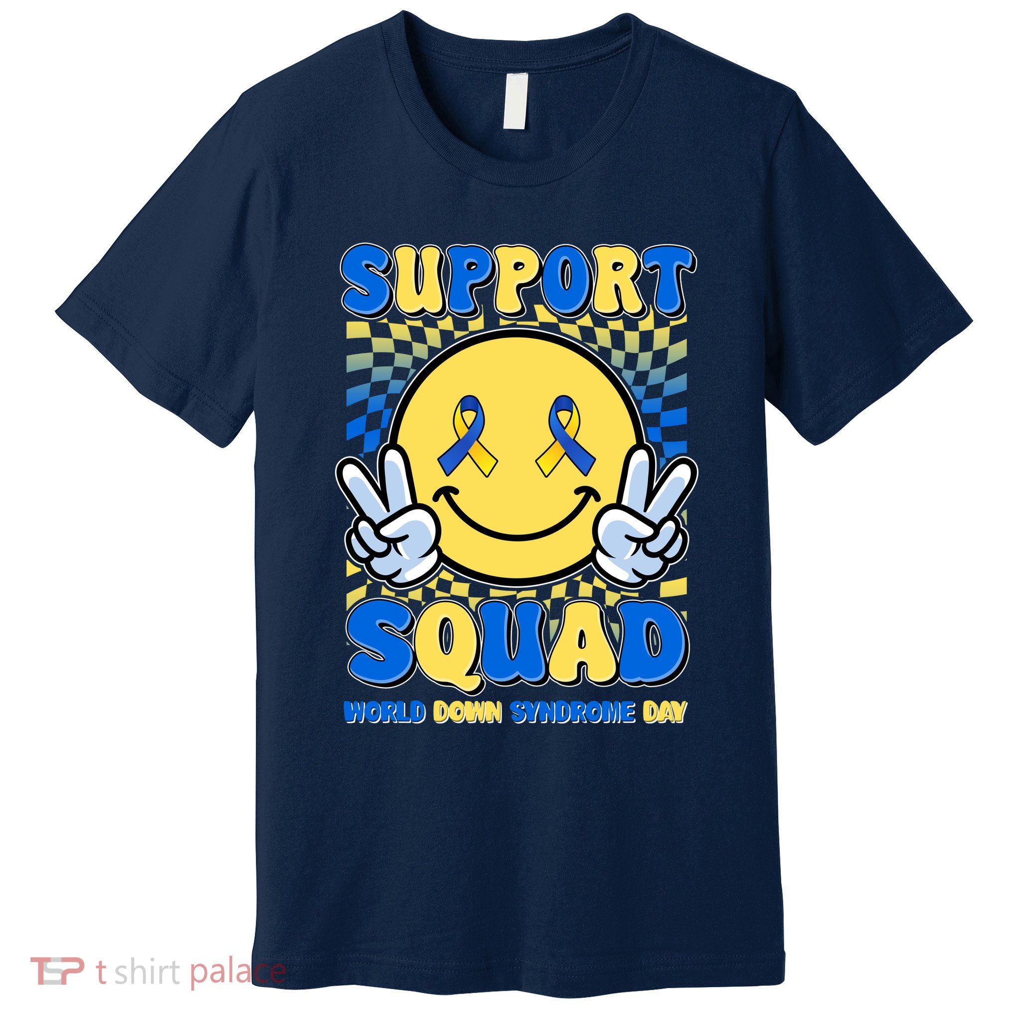 Support Squad World Down Syndrome Day Retro Smiley Emoji Premium T-Shirt