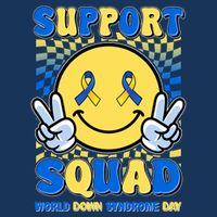 Support Squad World Down Syndrome Day Retro Smiley Emoji Baby Bodysuit