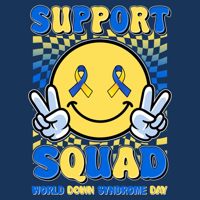 Support Squad World Down Syndrome Day Retro Smiley Emoji Baby Bodysuit