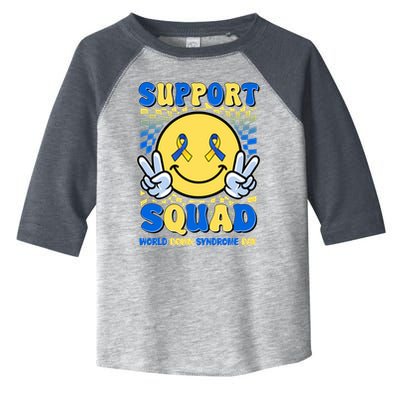 Support Squad World Down Syndrome Day Retro Smiley Emoji Toddler Fine Jersey T-Shirt