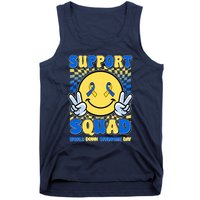 Support Squad World Down Syndrome Day Retro Smiley Emoji Tank Top