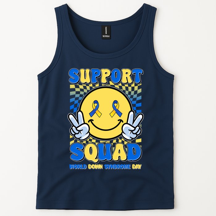 Support Squad World Down Syndrome Day Retro Smiley Emoji Tank Top