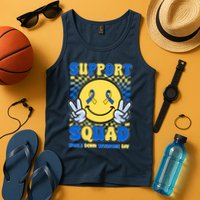 Support Squad World Down Syndrome Day Retro Smiley Emoji Tank Top