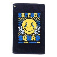 Support Squad World Down Syndrome Day Retro Smiley Emoji Golf Towel