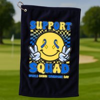 Support Squad World Down Syndrome Day Retro Smiley Emoji Golf Towel