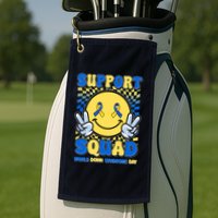 Support Squad World Down Syndrome Day Retro Smiley Emoji Golf Towel