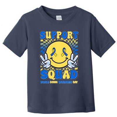 Support Squad World Down Syndrome Day Retro Smiley Emoji Toddler T-Shirt