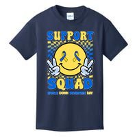 Support Squad World Down Syndrome Day Retro Smiley Emoji Kids T-Shirt