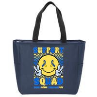 Support Squad World Down Syndrome Day Retro Smiley Emoji Zip Tote Bag