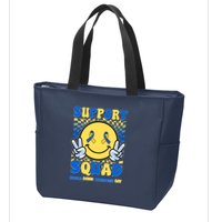 Support Squad World Down Syndrome Day Retro Smiley Emoji Zip Tote Bag