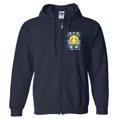 Support Squad World Down Syndrome Day Retro Smiley Emoji Full Zip Hoodie