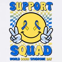 Support Squad World Down Syndrome Day Retro Smiley Emoji Garment-Dyed Sweatshirt