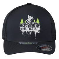 Snowmobile Sled When In Doubt Throttle Out Winter Sports  Flexfit Unipanel Trucker Cap