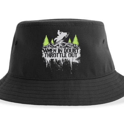 Snowmobile Sled When In Doubt Throttle Out Winter Sports  Sustainable Bucket Hat