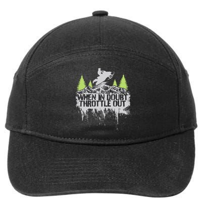 Snowmobile Sled When In Doubt Throttle Out Winter Sports  7-Panel Snapback Hat