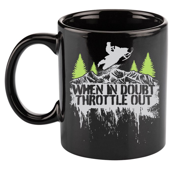 Snowmobile Sled When In Doubt Throttle Out Winter Sports  11oz C Handle Ceramic Mug