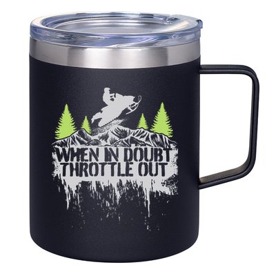 Snowmobile Sled When In Doubt Throttle Out Winter Sports  12oz Stainless Steel Coffee Mug