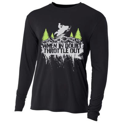 Snowmobile Sled When In Doubt Throttle Out Winter Sports  Cooling Performance Long Sleeve Crew