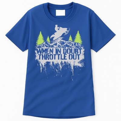 Snowmobile Sled When In Doubt Throttle Out Winter Sports  Tall T-Shirt