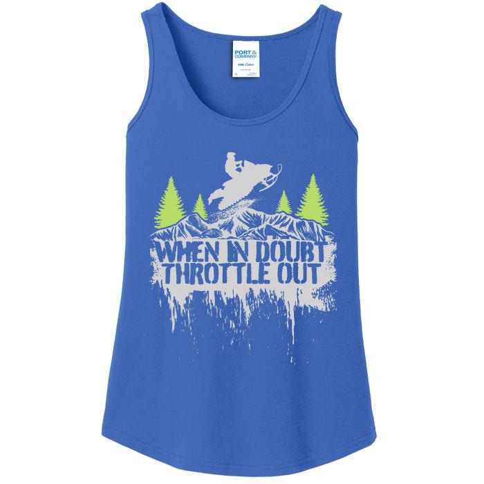 Snowmobile Sled When In Doubt Throttle Out Winter Sports  Ladies Essential Tank