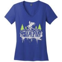 Snowmobile Sled When In Doubt Throttle Out Winter Sports  Women's V-Neck T-Shirt