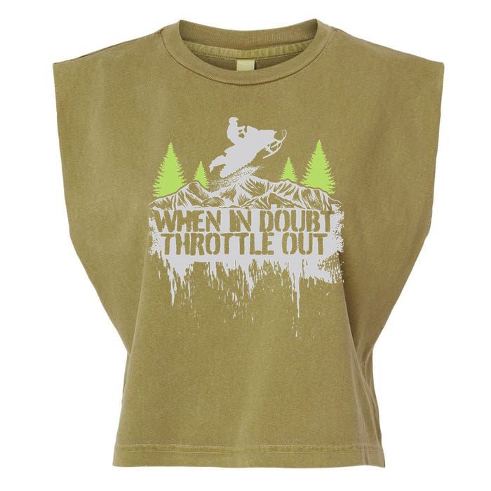 Snowmobile Sled When In Doubt Throttle Out Winter Sports  Garment-Dyed Women's Muscle Tee