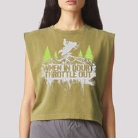 Snowmobile Sled When In Doubt Throttle Out Winter Sports  Garment-Dyed Women's Muscle Tee