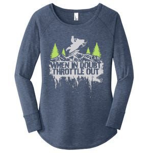 Snowmobile Sled When In Doubt Throttle Out Winter Sports  Women's Perfect Tri Tunic Long Sleeve Shirt