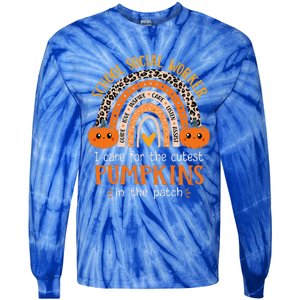 School Social Worker Halloween Rainbow Leopard School Worker Tie-Dye Long Sleeve Shirt