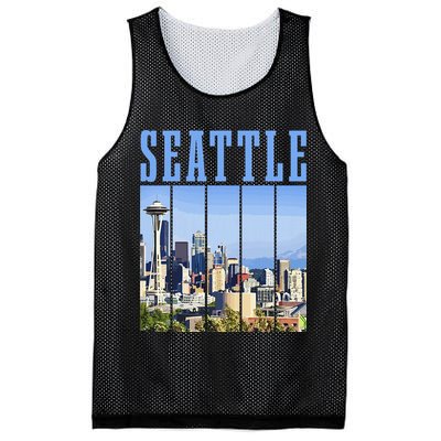 Seattle Skyline Washington Vintage Pride Mesh Reversible Basketball Jersey Tank
