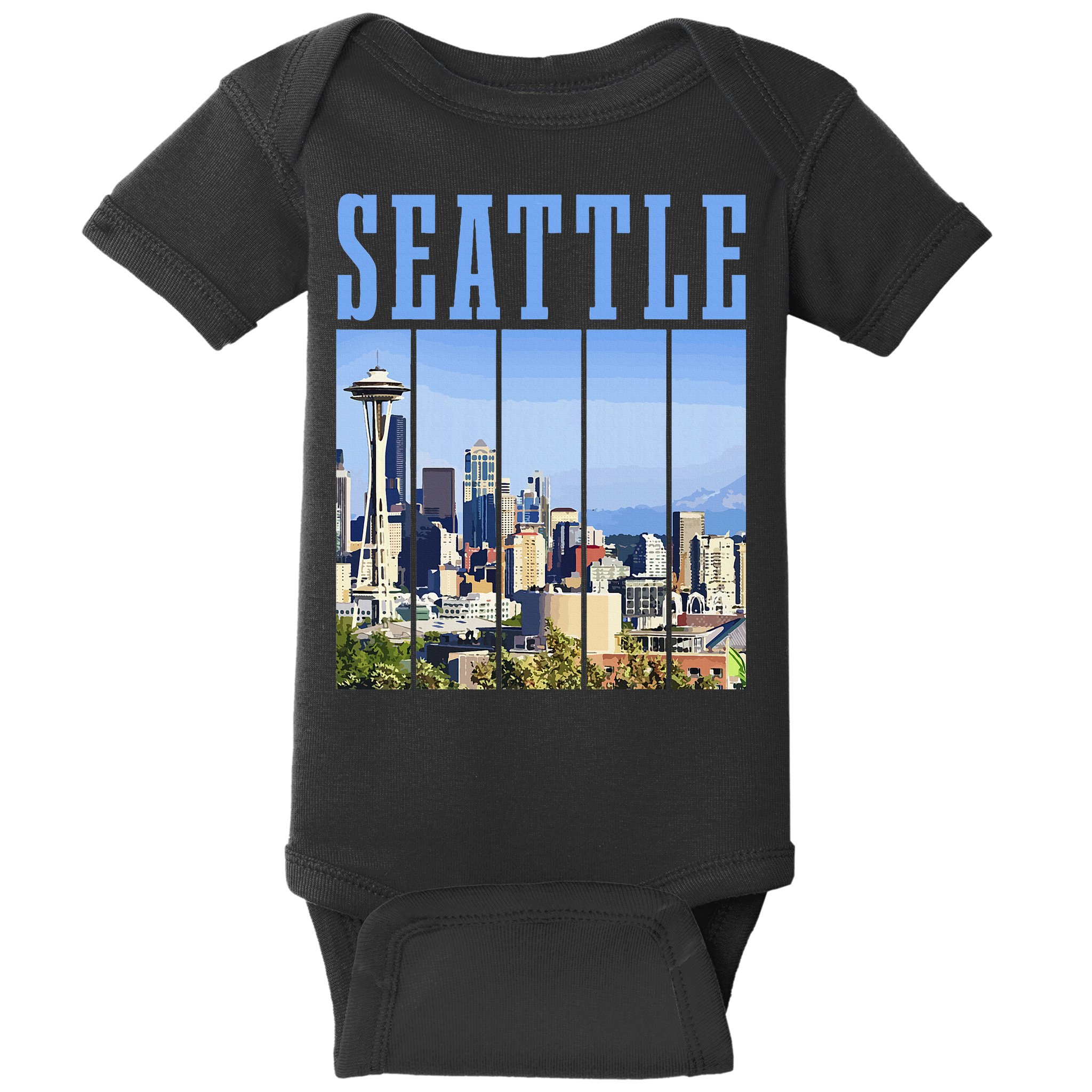 Seattle Skyline Washington Vintage Pride Baby Bodysuit