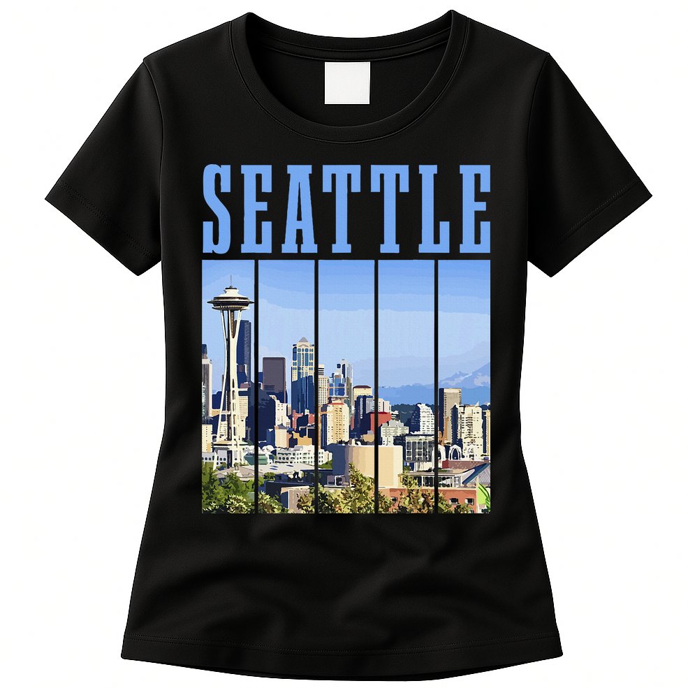 Seattle Skyline Washington Vintage Pride Womens T-Shirt