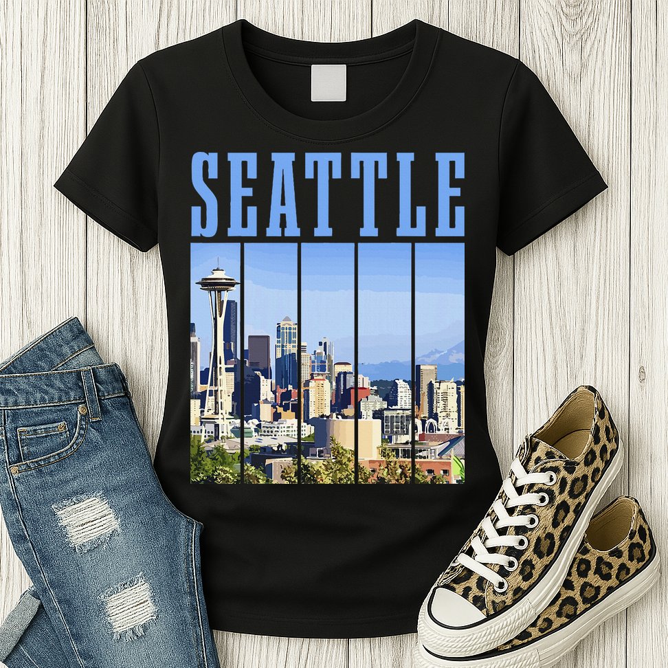 Seattle Skyline Washington Vintage Pride Womens T-Shirt