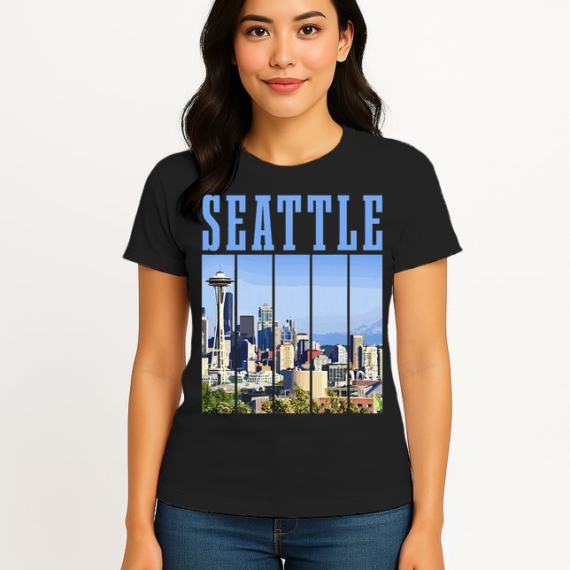 Seattle Skyline Washington Vintage Pride Womens T-Shirt