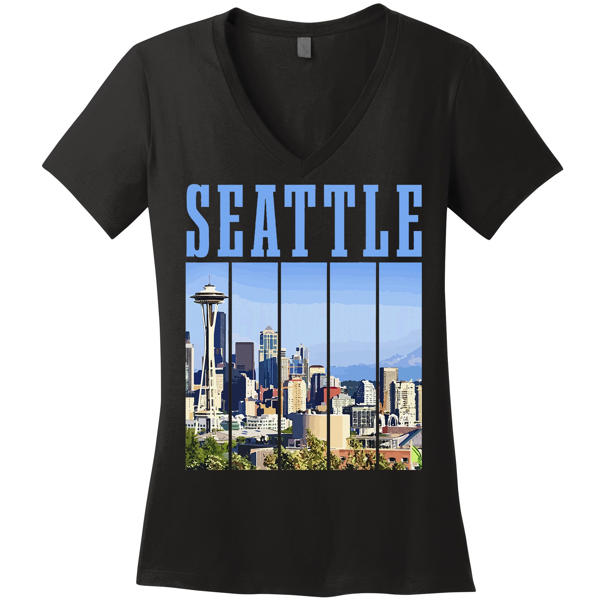 Seattle Skyline Washington Vintage Pride Women's V-Neck T-Shirt